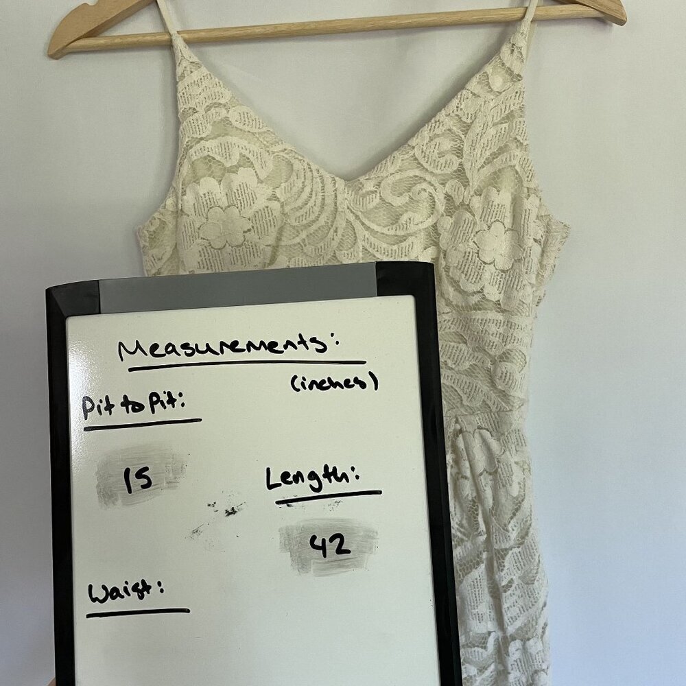 H&M white lace midi dress floral v-neck style comfortable low back summer dress - Picture 5 of 8